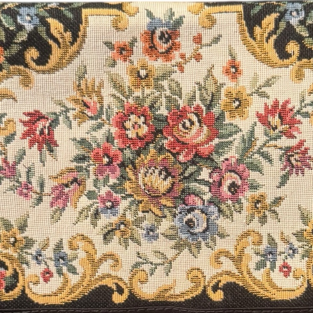 Vintage Floral Tapestry Shoulder Bag Black - Picture 3 of 9